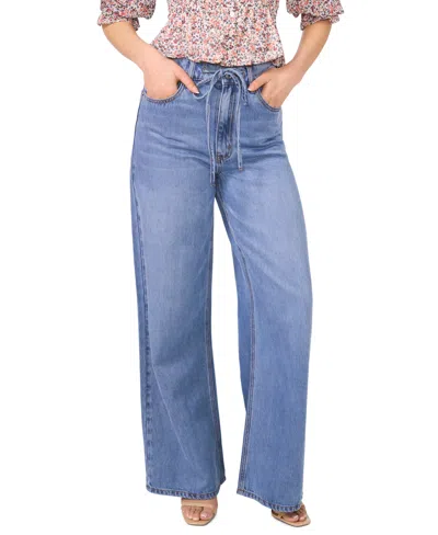 1.state Women's Tie Waist Mid Rise Boyfriend Jeans In Blue