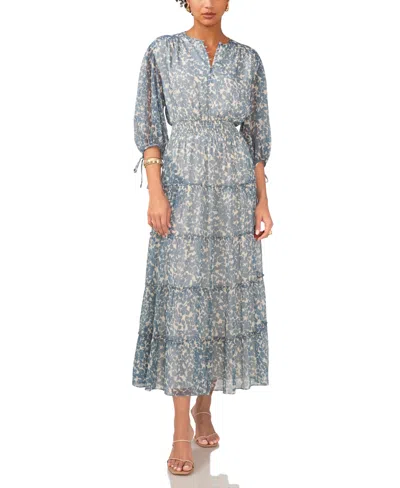 1.state Women's Tiered Maxi Dress With Pin Tucks In Bluestone