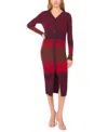 1.state Women's V-neck Button Up Sweater Dress In Burgundy