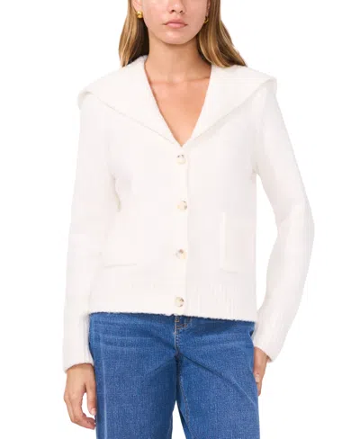 1.state Women's V-neck Collared Cardigan In Antique White