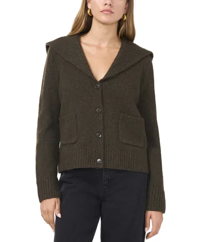 1.state Women's V-neck Collared Cardigan In Grey Beluga