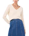 1.state Diagonal Rib V-neck Sweater In Antique White