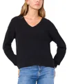 1.state Womens V Neck Shirt Pullover Sweater In Rich Black