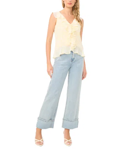 1.state Women's V-neck Ruffle Sleeve Blouse In Yellow