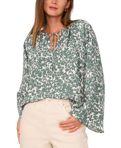 1.state Women's Wide Flutter-sleeve Tie-neck Top In Dark Forest