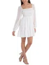 1.STATE WOMENS CHIFFON SMOCKED MINI DRESS