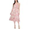 1.state Womens Chiffon Strapless Midi Dress In Pink