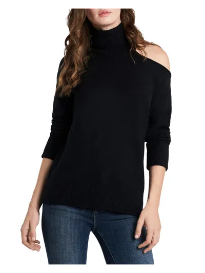1.state Womens Cold Shoulder Long Sleeve Turtleneck Sweater In Black
