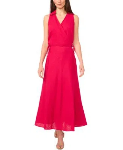 1.state Womens Collared Crossover Cropped Top A Line Maxi Skirt In Magenta
