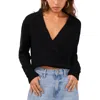 1.state Women's Surplice V-neck Faux-wrap Sweater In Black