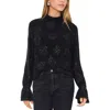 1.state Embellished Open Back Mock Neck Top In Black