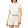 1.state Womens Embroidered Puff Sleeve Crop Top In Multi