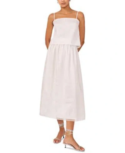 1.state Womens Embroidered Square Neck Sleeveless Blouse Embroidered Midi Skirt In Red