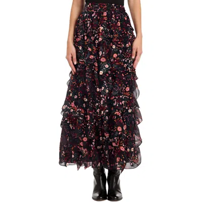 1.state Womens Floral Print Polyester Maxi Skirt In Multi
