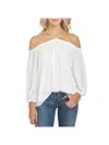 1.state Off The Shoulder Sheer Chiffon Blouse In Grey