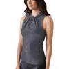 1.state Womens Metallic Nylon Blouse In Gray