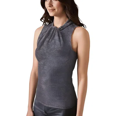 1.state Womens Metallic Nylon Blouse In Gray