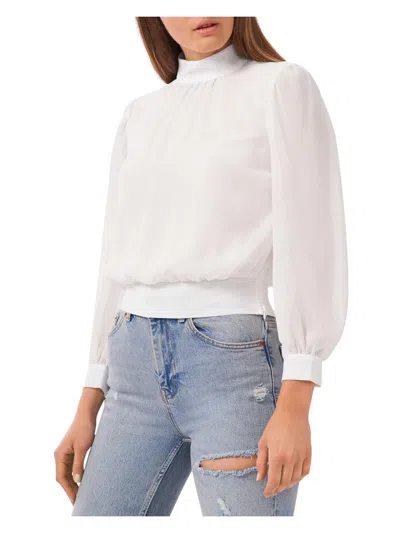 1.state Womens Mock Neck Cut Out Cropped In Soft Ecru