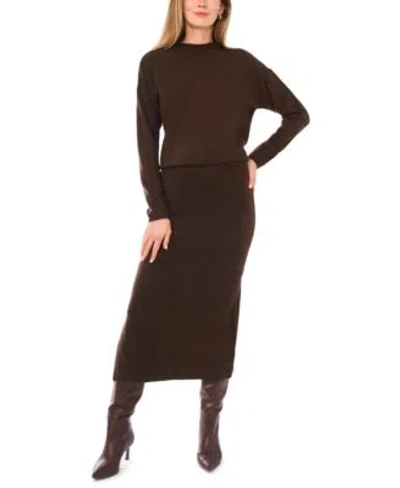 1.state Womens Mock Neck Sweater Midi Skirt In Wine