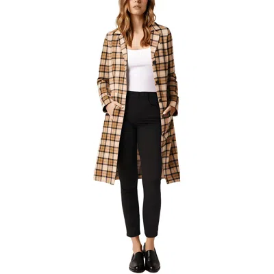 1.state Womens Plaid Polyester Overcoat