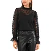 1.state Ruffle Jacquard Blouse In Black