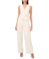 1.state Womens Princess Seam Button Front Vest High Rise Straight Leg Pants In New Ivory