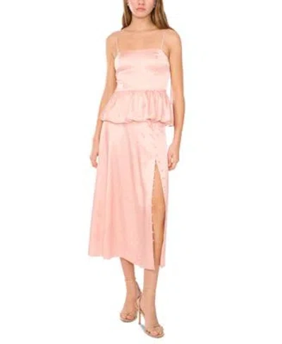1.state Womens Printed Peplum Top Midi Skirt In Rose Cloud