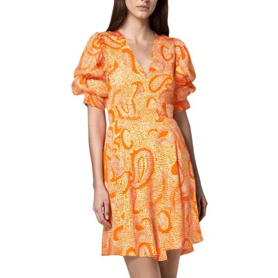 1.state Womens Printed Polyester Mini Dress In Orange