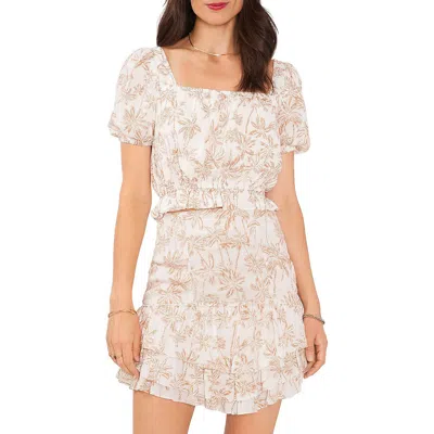 1.state Womens Printed Square Neck Cropped In Multi