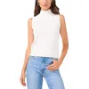 1.state Womens Ribbed Trim Knit Mock Turtleneck Sweater In White