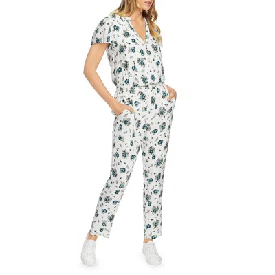 1.state Womens Ruffled Smocked Jumpsuit In White