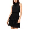 1.state Womens Ruffled Tiered Mini Dress In Rich Black