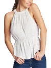 1.state Womens Shutter Pleat Pindot Halter Top In White