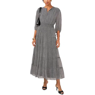 1.state Womens Smocked Buttons Maxi Dress In Black