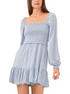 1.state Womens Smocked Long Sleeves Mini Dress In Multi