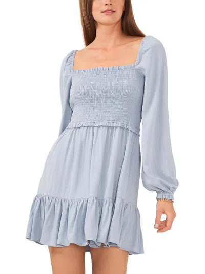 1.state Womens Smocked Long Sleeves Mini Dress In Multi