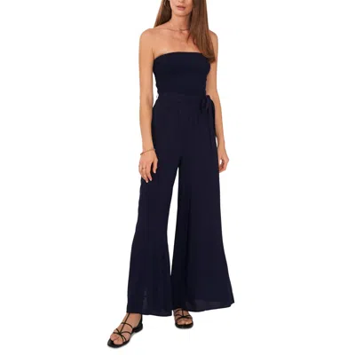 1.state Womens Smocked Strapless Jumpsuit In Black