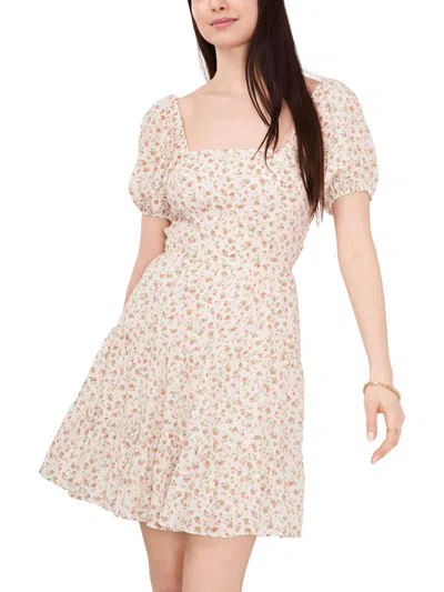1.state Womens Square Neck Tiered Babydoll Dress In Multi