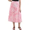 1.state Women's Printed Low Yoke Puffy Midi Skirt In Multi