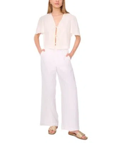 1.state Womens Tie Front Flutter Sleeve Top Wide Leg Pants In Black