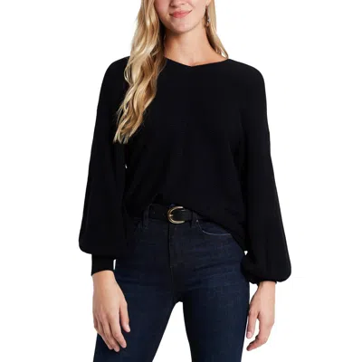 1.state Womens V Neck Balloon Sleeve Top In Black