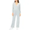 1.state Womens Velour Long Sleeve Jumpsuit In Blue