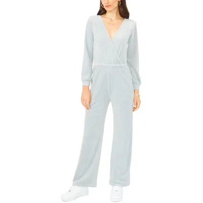 1.state Womens Velour Long Sleeve Jumpsuit In Blue