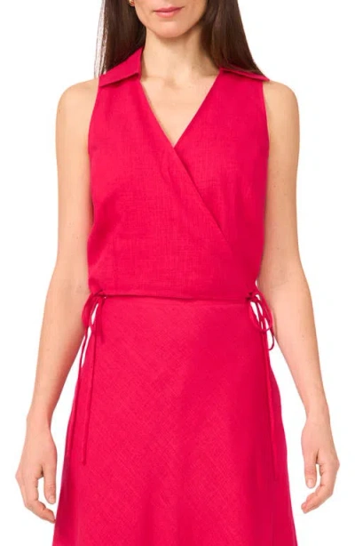1.state Wrap Collared Top In Magenta