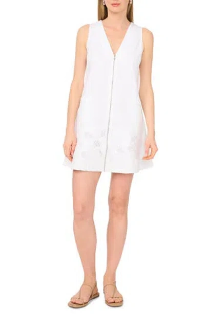 1.state Zip Front Eyelet Embroidered Minidress In White