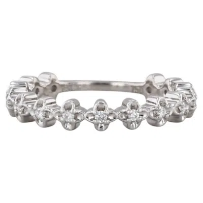 Pre-owned 1stdibs 0.18ctw Diamond Wedding Anniversary Band 18k White Gold Stackable Size 6.5