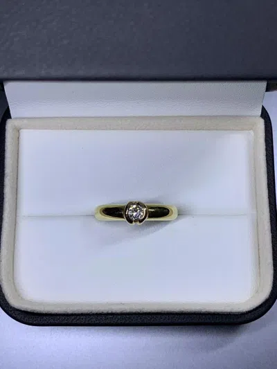 Pre-owned 1stdibs 0.25ct Round Diamond Chunky Engagement Ring In 18k Yellow Gold