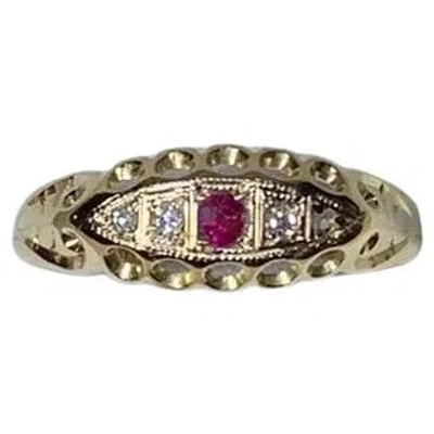 Pre-owned 1stdibs 0.25ct Ruby And Diamond Antique Engagement Ring 18k Yellow Gold