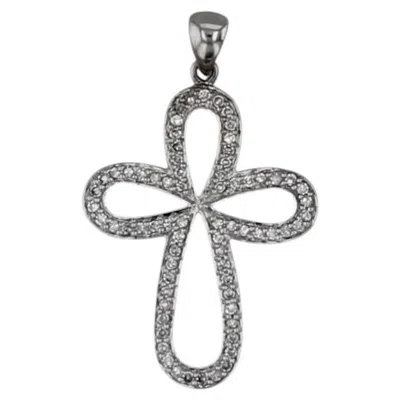 Pre-owned 1stdibs 0.26ctw Vs2 Diamond Open Work Cross Pendant 14k White Gold