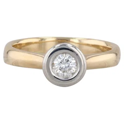 Pre-owned 1stdibs 0.27ct Round Diamond Solitaire Ring 18k Yellow White Gold Size 8